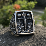 S925K Silver Handcrafted Jesus Crucifixion Scene Ring