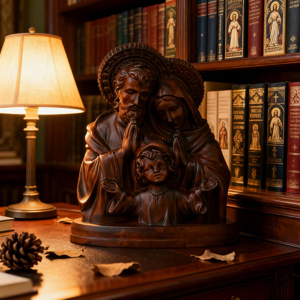 Holy Family Round Wooden Tabletop Ornament