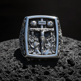 S925K Silver Handcrafted Jesus Crucifixion Scene Ring