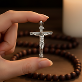 S925K Sandblasted Silver Jesus Crucifix Pendant