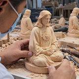 Hand-Carved Beechwood Sacred Heart of Jesus Prayer Statue