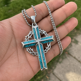 "By His Wounds We Are Healed" - Handcrafted Turquoise Crown of Thorns Cross - A Daily Symbol of Hope & Protection