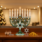 Hanukkah Hand-Painted Menorah: Illuminate the Jewish People's Covenant of Light with Artisan Brushstrokes