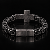Men’s Vintage Hammered Cross Byzantine Chain Bracelet