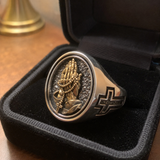 925K Sterling Silver Praying Hands Ring - Christian Symbol of Faith and Devotion