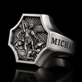 Saint Michael Archangel Protection Ring – S925K Sterling Silver Christian Faith Ring