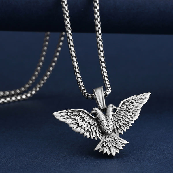 Pure Tin Double Headed Eagle Necklace