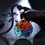Metatron Colorful Irregular Natural Stone Yoga Stone Colorful Stone Pendant Set Crushed Stone Resin Necklace