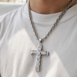 Regal Byzantine Chain Baguette Zircon Cross Pendant Necklace