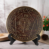 Seven Angels Disc Wood Carving - Amulet to protect against the evil eye, curses and spells