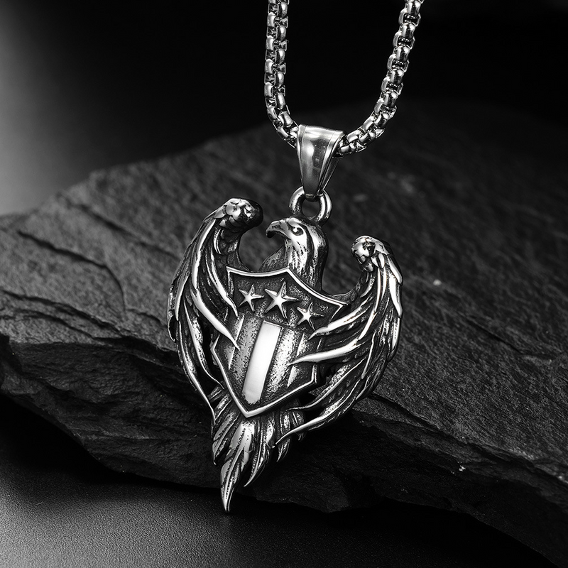 American Flag Bald Eagle Flag Necklace