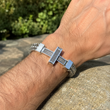 Men’s Stainless Steel Cross Chain Bracelet – Bold Christian Faith & Strength Jewelry