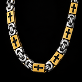 Men’s Christian Cross Link Necklace & Bracelet – 316L Titanium Steel Faith Jewelry