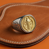 Saint Benedict Medal Stainless Steel Cross Ring