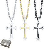 Stainless Steel Cross Byzantine Chain Pendant Necklace