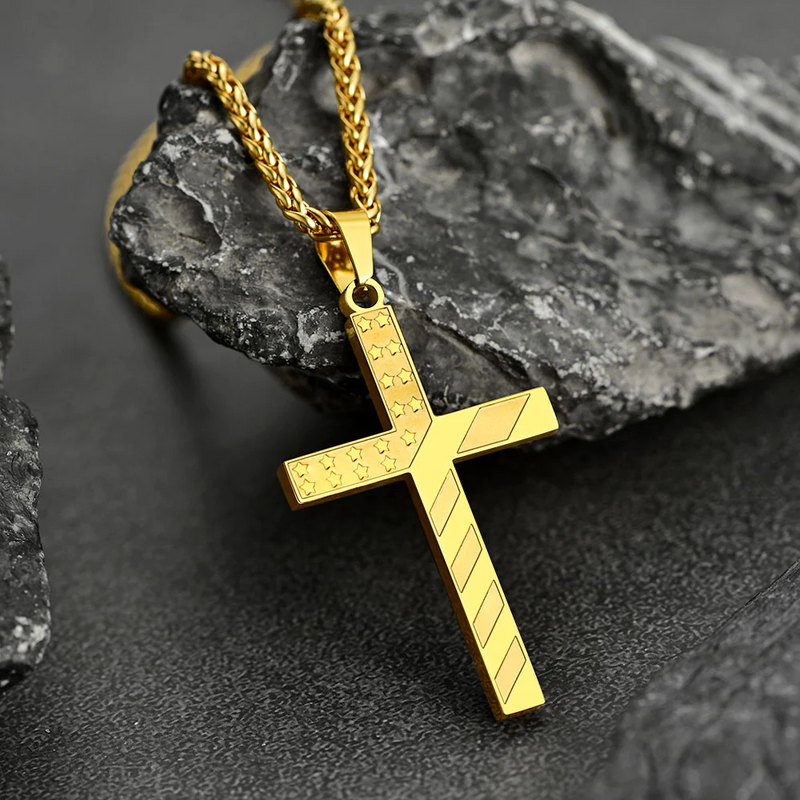 American Flag Cross Necklace