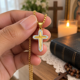 Radiant Starburst Cross Necklace – Modern Christian Faith Pendant