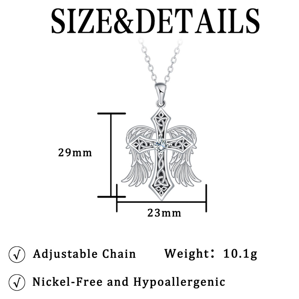 Cross Faith Protection Celtic Knot Winged Cross Necklace – Faith, Protection & Angelic Grace ...