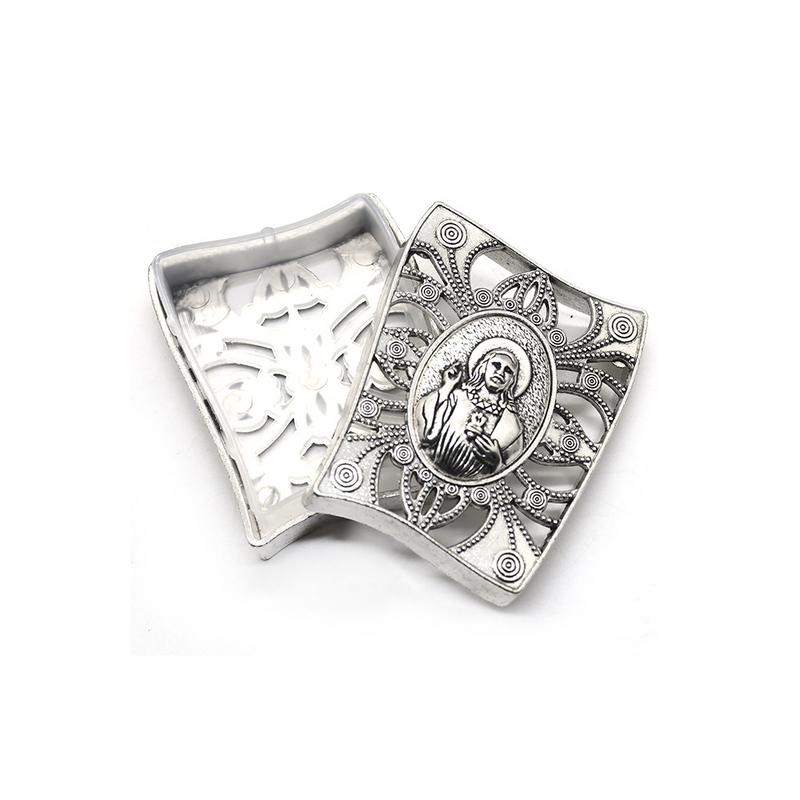 Religious jewelry metal zinc alloy ring hollow packaging box