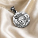 Jesus Thorn Crown Coin Necklace, 316L Titanium Steel Men Pendant