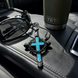 Crown of Thorns Turquoise Cross Necklace – Christian Faith Pendant with 24″ Chain