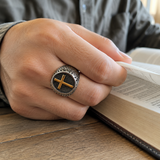 Vintage Cross Signet Ring, Religious Faith Men’s Ring