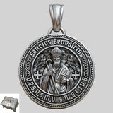 St. Benedict S925K Silver Double-Sided Engraved Amulet Pendant