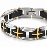 Men's Stainless Steel Cross Bracelet – Christian Faith Jewelry | Silver & Gold-Tone Options