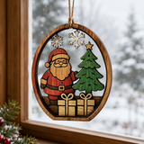 3D Layered Wooden Santa Christmas Ornament