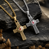 Knights Templar Celtic Knot Cross Necklace for Men, Red Enamel Templar Symbol Stainless Steel Pendant Product Parameters