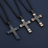 3 Cross Set - Navy Fabric Hanging