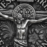 S925K Silver Jesus Crucifixion St. Benedict Medal Ring