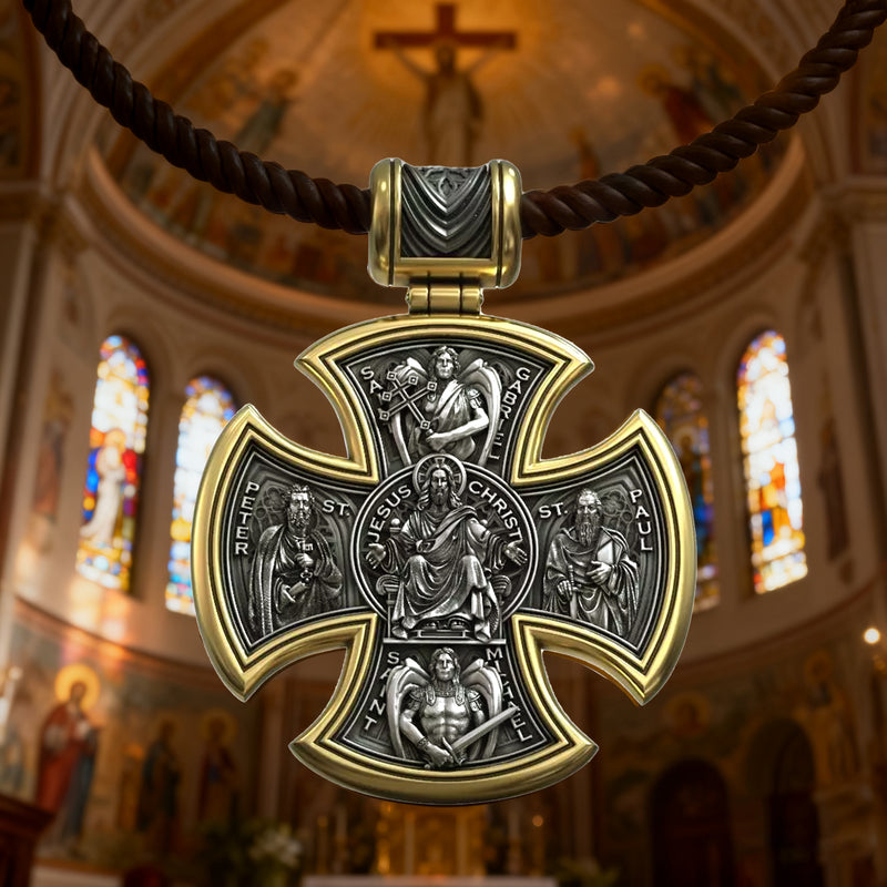 S925 sterling silver double-sided Jesus and Virgin Mary necklace