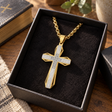 Brushed & Faceted Titanium Steel Cross Necklace – Modern Faith, Bold Devotion