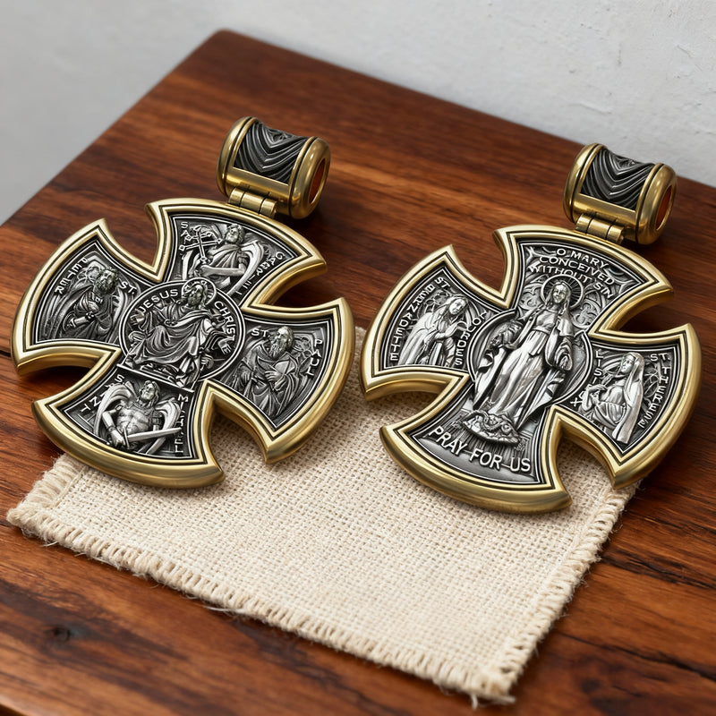 S925 sterling silver double-sided Jesus and Virgin Mary necklace