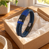 Blue Braided Leather Cross Bracelet – A Daily Reminder of Faith