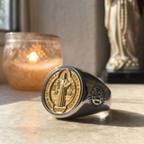 Saint Benedict Medal Stainless Steel Cross Ring