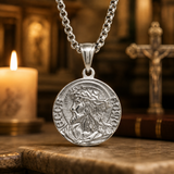 Jesus Thorn Crown Coin Necklace, 316L Titanium Steel Men Pendant
