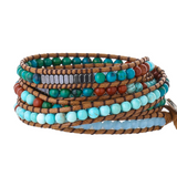 Multi-Layered Hand-Woven Natural Crystal Stone Leather Tree of Life Guardian Bracelet