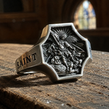 Saint Michael Archangel Protection Ring – S925K Sterling Silver Christian Faith Ring