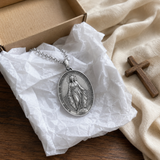 S925 Silver/Titanium Steel ‘Miracle’ Medallion Necklace - side view