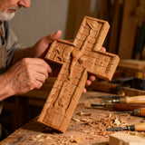 BGCOPPER Savior Jesus Cross - Carved from Natural Wood