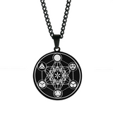 Metatron Tesseract Necklace, Stainless Steel Sacred Geometry Metatron Pendant, Men's and Women's Jewelry, Spiritual Protection Medal