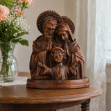 Holy Family Round Wooden Tabletop Ornament