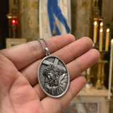 S925 Jesus Carrying the Cross Sacred Heart Pendant Necklace