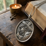 S925 Jesus Carrying the Cross Sacred Heart Pendant Necklace