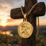 3D Embossed Jesus Christ Serenity Prayer Coin Pendant Necklace
