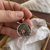 Vintage 3D Enamel Crown of Thorns Jesus Face Medallion Stainless Steel Necklace - product view
