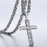 Regal Byzantine Chain Baguette Zircon Cross Pendant Necklace