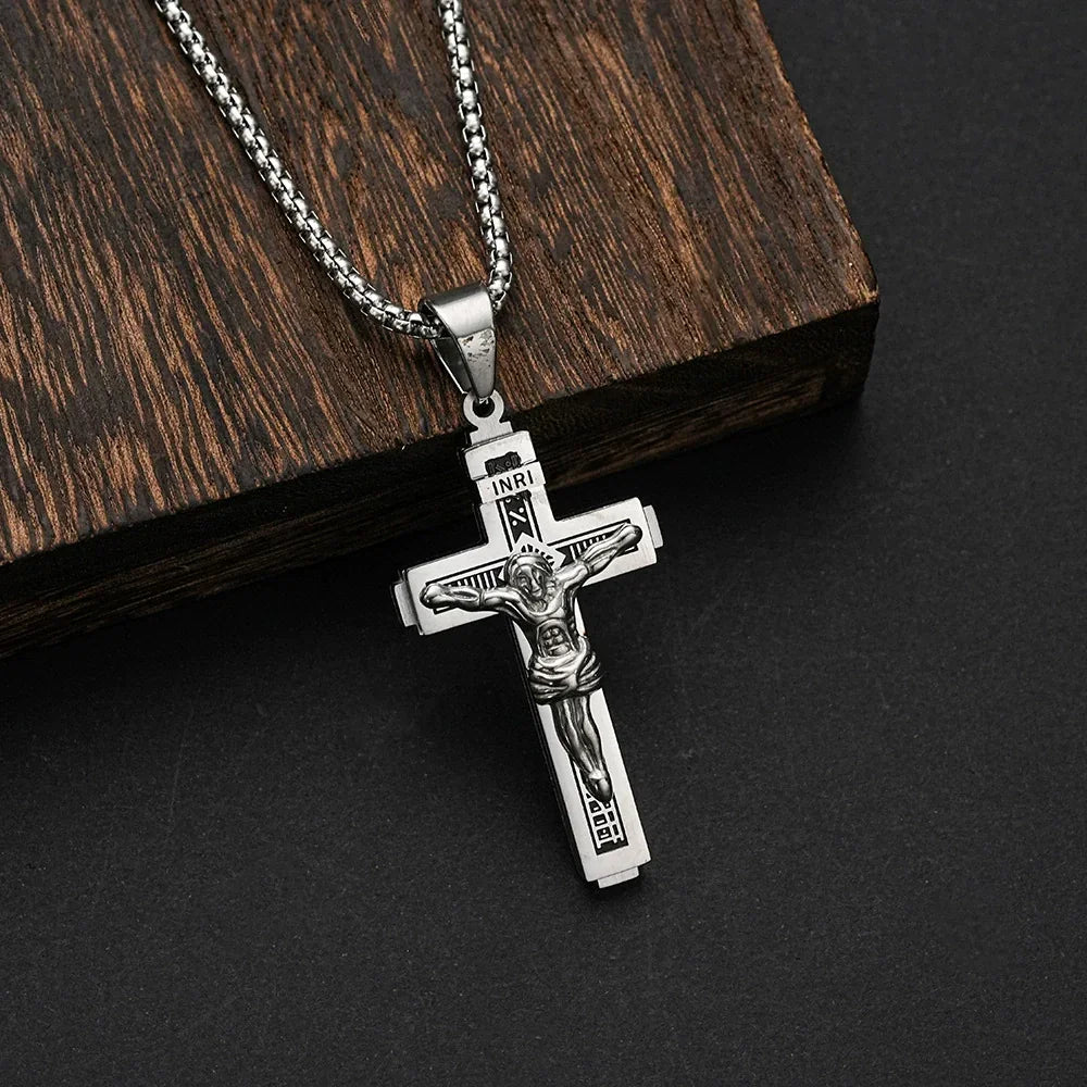 Stainless Steel Jesus INRI Cross Necklace – BGCOPPER